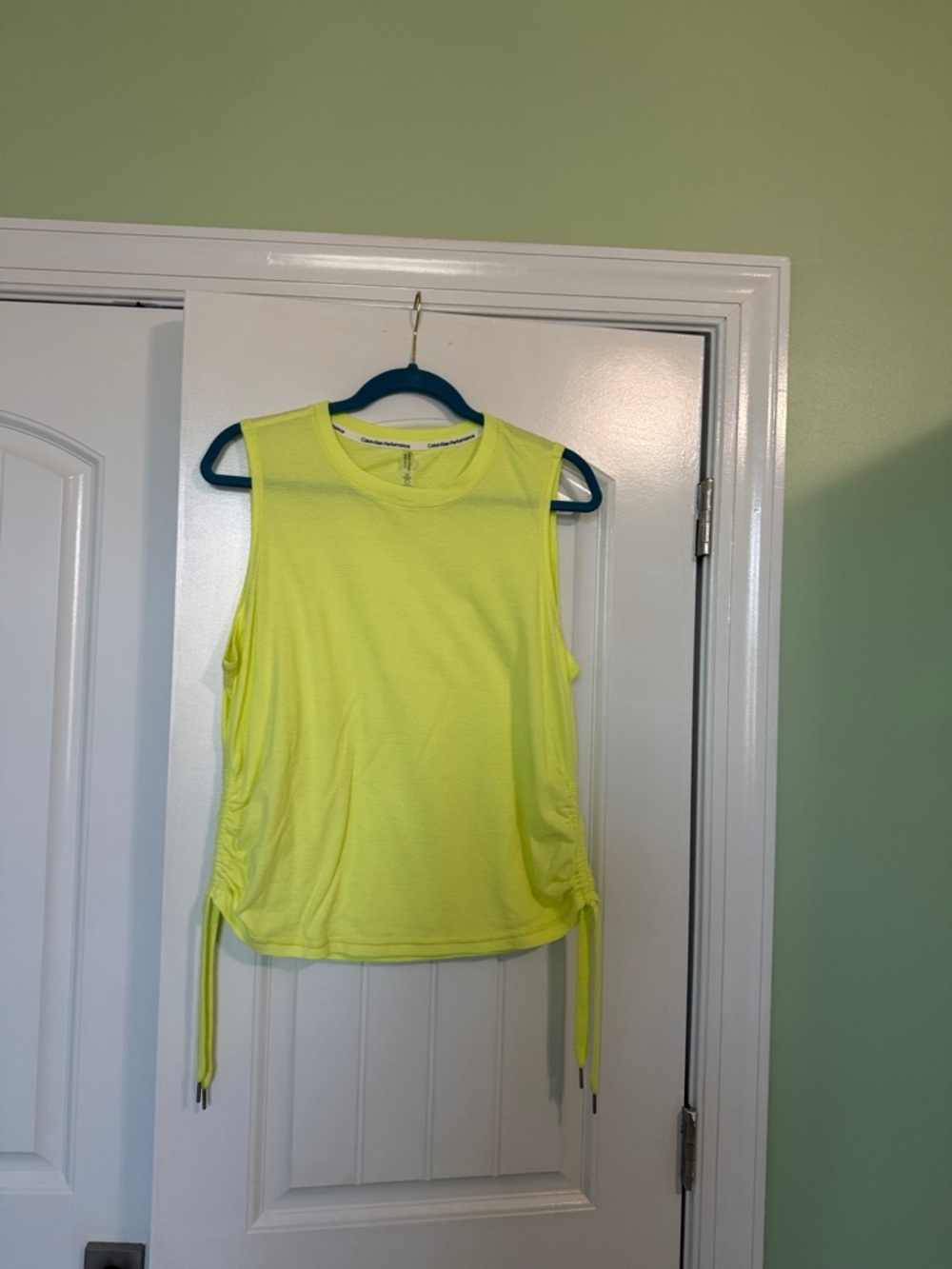 Calvin Klein Performance Neon Yellow Muscle Tee with Side Ties